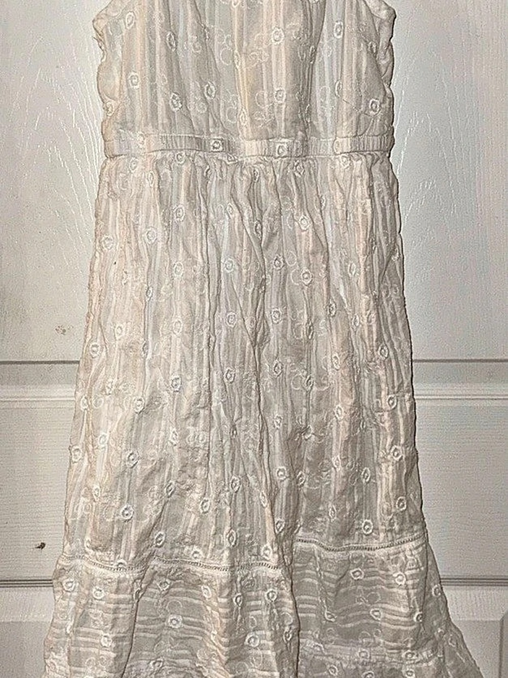 Cat & Jack Girls' White Eyelet Tiered Sundress Medium (7/8)